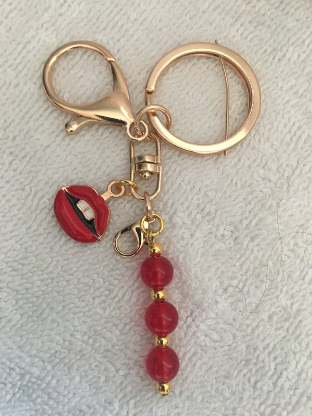 Red Lips Beaded Keychain – Cute Bag Charm